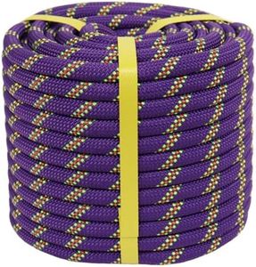 YUZENET Braided Polyester Arborist Rope (3/8 inch X 100 feet) High Strength Outdoor Rope for Tree Climbing Hiking Camping Swing, Purple/Green/Orange