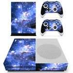 DOMILINA Protective Vinyl Skin Decal Cover for Xbox One S Console wrap Sticker Skins with Two Free Wireless Controller - Blue Starry Sky