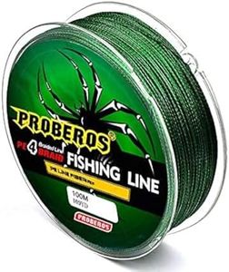 Proberos® Strong Durable 0.45mm 70LB 100M PE 4 Strands Monofilament Braided Fishing Line Angling Accessory (Green, Max Tension 31.7KG) (Green)