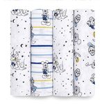 aden + anais Disney, Swaddle Blanket, Boutique Muslin Blankets for Baby Girls and Boys, Newborn Receiving Blanket for Swaddling, 100% Cotton Baby Swaddle Wrap, 4 Pack, Mickey Stargazer