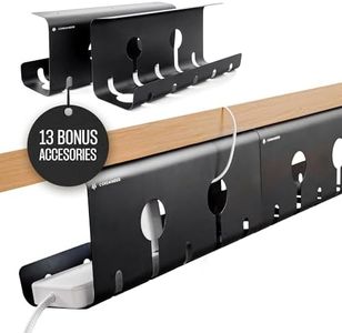 No-Drill Under Desk Cable Management Tray - 2-Pack Wire Management Under Desk Cord Management - Standing Desk Cable Management Under Desk Cord Organizer - Cable Tray Under Desk Power Strip Holder - L