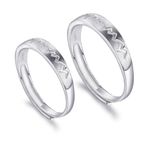 LEGENTLISUR 2 Pieces Engagement Rings Promise Rings Wedding Rngs for Women Wedding Rings for Men S925 Sterling Silver Matching Rings Set Adjustable(Heartbeat)