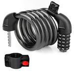 Bike Lock Bicycle Lock 1200mm/12mm Cycling Cable Locks with 5-Digits Codes Combination Lock for Bike Cycle Moto Door Gate Fence