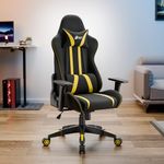 Green Soul Beast Racing Edition Ergonomic Gaming Chair with Premium Fabric & PU Leather, Adjustable Neck & Lumbar Pillow, 3D Adjustable Armrests & Strong Nylon Base (Black & Yellow)