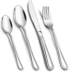 Cutlery Set, 4 Piece Stainless Steel Flatware Set, Tableware Silverware Set with Spoon Knife and Fork Set, Service for 4, Dishwasher Safe/Easy Clean, Mirror Polished