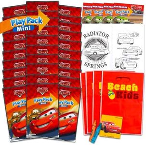 Disney Cars Mini Party Favors Set for Kids - Bundle with 30 Grab n Go Play Packs with Coloring Pages, Stickers and More (Disney Birthday Supplies)