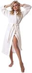 Bagno Milano Womens Waffle-Knit Bathrobe – Lightweight Spa Robe, Made in Turkey (Cream, Large)