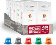 Carraro Variety Pack - 100 Aluminum Coffee Pods Compatible with Nespresso Original Line - Medium & Dark Roast Coffee Capsules Made in Italy (Variety Pack Delicious)