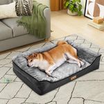 YITAHOME Medium Dog Bed,Washable Orthopedic Memory Foam Dog Beds and Couch with Removable Zipper Cover,89x63x18cm,Grey