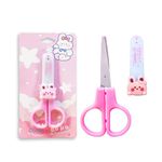 FunBlast Cartoon Stainless Steel Craft Scissor- Kawaii Scissor with Safety Cover, Paper Cutting Scissors for Art and Craft Work, Craft Scissors, Ideal for Scrapbooking, Paper Cutting, DIY (Pink)