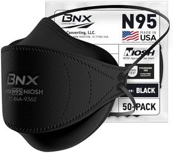 BNX N95 Mask NIOSH Certified MADE IN USA Particulate Respirator Protective Face Mask, Tri-Fold Cup/Fish Style, (50-Pack, Approval Number TC-84A-9362 / Model F95B) Black