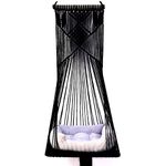 Cat Bed Cat Hammock Macrame Cat Swing Bed Cat Cage Cotton Rope Hanging Cat House Cats Toy Tassel Basket Tapestry (Black, Swing Bed+Cushion)