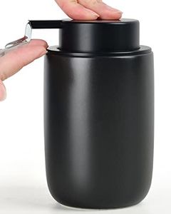 BosilunLife Lotion Pump Dispenser - Matte Black Soap Dispenser Bathroom Ceramic Dish Liquid Soap Dispenser for Kitchen, Bathroom Countertop Soap Dispensers