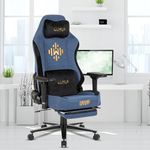 Dr Luxur Weavemonster Ergonomic Gaming Chair for Office Work at Home with Breathable Honeycombed Fabric, Magnetic Neck & Lumbar Pillow, Footrest, 4-D Armrest with 180 Degree Recline (Blue)