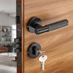 LAPO Full Brass Door Locks for Main Door, Mortise Door Lock Set, Door Lock for Bedroom, Door Lock Handle Set with 3 Brass Key for Home,Office,Hotel | Black Finish | 3 Years Warranty Ro-2100