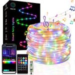 BUDOCI 10M 100LED Fairy String Lights,IP67 Waterproof Outdoor Rope Lights with Timer, Voice Rhythm & Camera Color Changing, Powered by USB, Deco for Easter, Party, Garden, Gazebo, Caravan