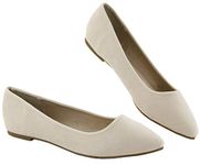 Bella Marie Angie-53 Women's Classic Pointy Toe Ballet Slip On Flats Shoes (7 B(M) US, Nude Velvet)