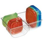 mDesign Food Storage Container Lid Holder, 3-Compartment Plastic Organizer Bin for Organization in Kitchen Cabinets, Cupboards, Pantry Shelves - Clear