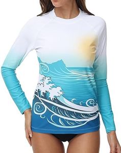 VAYAGER Rashguard Femme, Maillot de Bain à Manches Longues pour Femme, Séchage Rapide Protection Solaire UV UPF 50+ Rash Guard pour Natation Surf