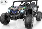 2 Seater Ride On Car for Kids 3-14, XXXL 4WD 24V Ride on Toys for Big Kids w/Max 5.5Mph & 220 lbs Load, 15" EVA All-Terrain Tires, Adjustable Seats, Remote Control, LED Lights, Shock Absorbers (Black)