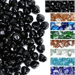 GasSaf Diamonds Fire Glass for Gas Fire Pit Fireplace, Propane Fire Pit & Landscaping 20-Pound 1 inch (Black Luster)