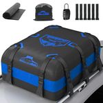 Rymopuey Roof Bag 20 Cubic/566 L, Waterproof Car Roof Bag No Rack Needed, Roof Box with Anti-Slip Mat and 6 Heavy-Duty Straps, Folding Soft Car Roof Box for Cars with/Without Rack (Blue 566L)