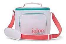 Igloo 90s Retro Collection Square Lunch Box Cooler with Front Pocket and Adjustable Strap, White