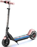 ECOROAD Kids Electric Scooter EK6, 5/10/16km/h & 150W, Hand Accelerator, Dual Brakes, LED Lights, 6.5" Solid Tires, Lightweight Kick Scooter for Boys Girls Ages 6-12, Adjustable Heights Peach