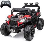 Sopbost 24V Premium 4x4 Ride On UTV for Kids with Remote Control, Electric Off-Road Truck with EVA Rubber Tires, 2WD/4WD Switch, Music & LED Lights, Battery Powered Car for Big Kids Ages 3–8 (Red)
