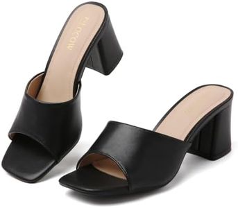 Tilocow Chunky Heeled Sandals for Women Square Toe Slip On Mules Comfortable Low Block Heels Embroidered Sandals Summer Boho Dress Shoes