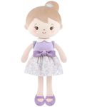 Soft Baby Doll Toys (16'') for Girls, My First Baby Rag Dolls for Birthday Gift Plush Doll Toys Machine Washable Baby Doll for Toddler Kids Infants (12-inch Purple Dress Girl)