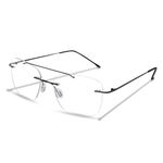 JOY COLOURS Rimless Square Double Bridge Spectacle Frame For Men & Women Medium - Black