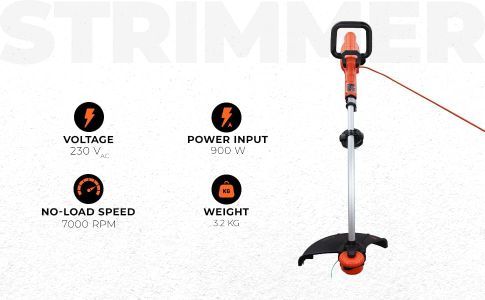 BLACK+DECKER Electric Grass Trimmer 900W, 35cm – Wheel Edge Guide, Adjustable Handle