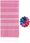 ASUDEM Turkish Beach Towel Oversized 38x71 100% Cotton Extra Large Sand Free Quick Dry Light Travel Towels for Adults Beach Accessories Gifts Essentials (Fuchsia)