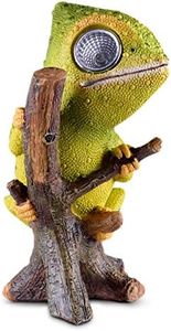 Chameleon Solar Garden Decorations Figurine | Outdoor LED Decor Figure | Light Up Decorative Statue Accents for Yard, Patio, Lawn, Balcony, or Deck | Great Housewarming Gift Idea (Green, 2 Pack)