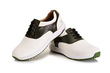 East Star Sports Austin Spikeless Multicolor ESS Golf Shoes (White-Olive, Numeric_8)