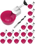 psarnuk Chicken Waterer Cups (16 Pack/Purplish Red) - DIY Automatic Large Chicken Water Feeder for Ducks Quail and Various Poultry Dispenser with Matching Drill, Double Rubber Ring, Not Leaking Wate