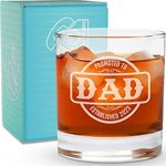 Whiskey Gifts for Dad- 11 Oz "Promoted to Dad" Engraved Whiskey Glass - Father's Day Gift, Dad Birthday Gifts From Daughter, Wife or Son - Bourbon Glass - Old Fashion Glass - 6 Designs To Choose From