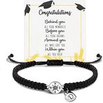 Btysun Senior Graduation Gifts for Her 2025 Black Bracelets for Women Braided Initial Bracelets for Teens Adjustable Mens Bracelets Birthday Christmas Jewelry