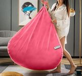 LEXAVI Brand - 3XL Luxury Bean Bag Filled with Beans | 6 Month Warranty | Chair for Adults, Kids & Teen Age with Ultra Soft Comfort & Cozy Seating – (XXXL - Pink)