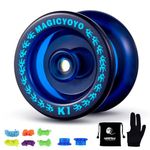 YOSTAR Yo Yo Kids K1 Dark Blue, Responsive Yoyo for Beginners, Trick Yo Yo Professional Plastic Yoyo Ball, Auto Return Yo-Yo for Kids, with 6 Yoyo Strings + Yo Yo Glove + Yo Yo Bag + 2 Yoyo Hubstacks