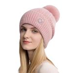 Tomorrow Winter Beanie for Women and Girls - Stay Warm and Stylish with our Cute Pom Pom Beanie - Fleece Lined, Soft Knit, and Trendy Winter Fashion Hat (Pink)