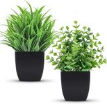 Der Rose 2 Pack Fake Plants Small Artificial Potted Plants Faux Plants Black Bathroom Accessories for Home Office Desk Bathroom Decor Indoor