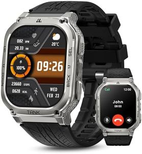 AMAZTIM Smart Watch, 60 Days Extra-Long Battery, 5ATM Waterproof Swimming Diving, Full Metal Military Grade, Answer/Make Call, 2" AMOLED Display, Health Monitor Compatible for iPhone and Android