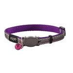 Rogz Reflective Cat Collar with Breakaway Clip and Removable Bell, Fully Adjustable to fit Most Breeds, Purple Bird Design