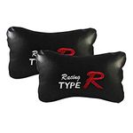 TOUCH OF MODERN� PU Leather Car Headrest Neck Head Pillow Cushion with Adjustable Straps SUV Travel Seat (Black, 2 Pcs) for Kia Sonet