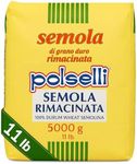 POLSELLI Italian Semola Flour, 11 lbs (5 kg), Fine Ground Semolina Rimachinata for Fresh Pasta, Bread, Durum Wheat, Product of Italy,