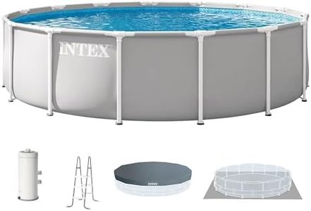 INTEX Prism Frame 15 ft x 42 in Above Ground Pool Set, Round Swimming Pool with Steel Frame, 1000 GPH Cartridge Filter Pump, Ladder, Cover, & Ground Cloth