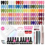 VANREESA 35 Colours Gel Nail Polish Set with Lamp and Drill Classic Black White Red Neutral Pink Gel Nail Kit Starter Kit with Glitter Coat Suitable for All Seasons Manicure Tools Gifts for Women