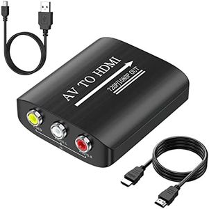 GINGIN RCA to HDMI,AV to HDMI Converter,Composite to HDMI Converter Compatible with WII,PS One,PS2,PS3,STB,Xbox,VHS,VCR,Blue-Ray DVD,with 3.3ft HDMI Cable